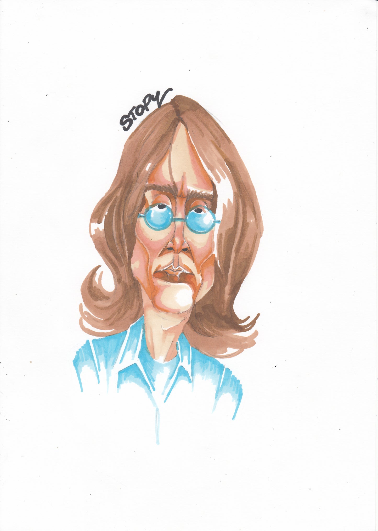 Caricature Originale de John Lennon - Icône du Rock et de la Paix