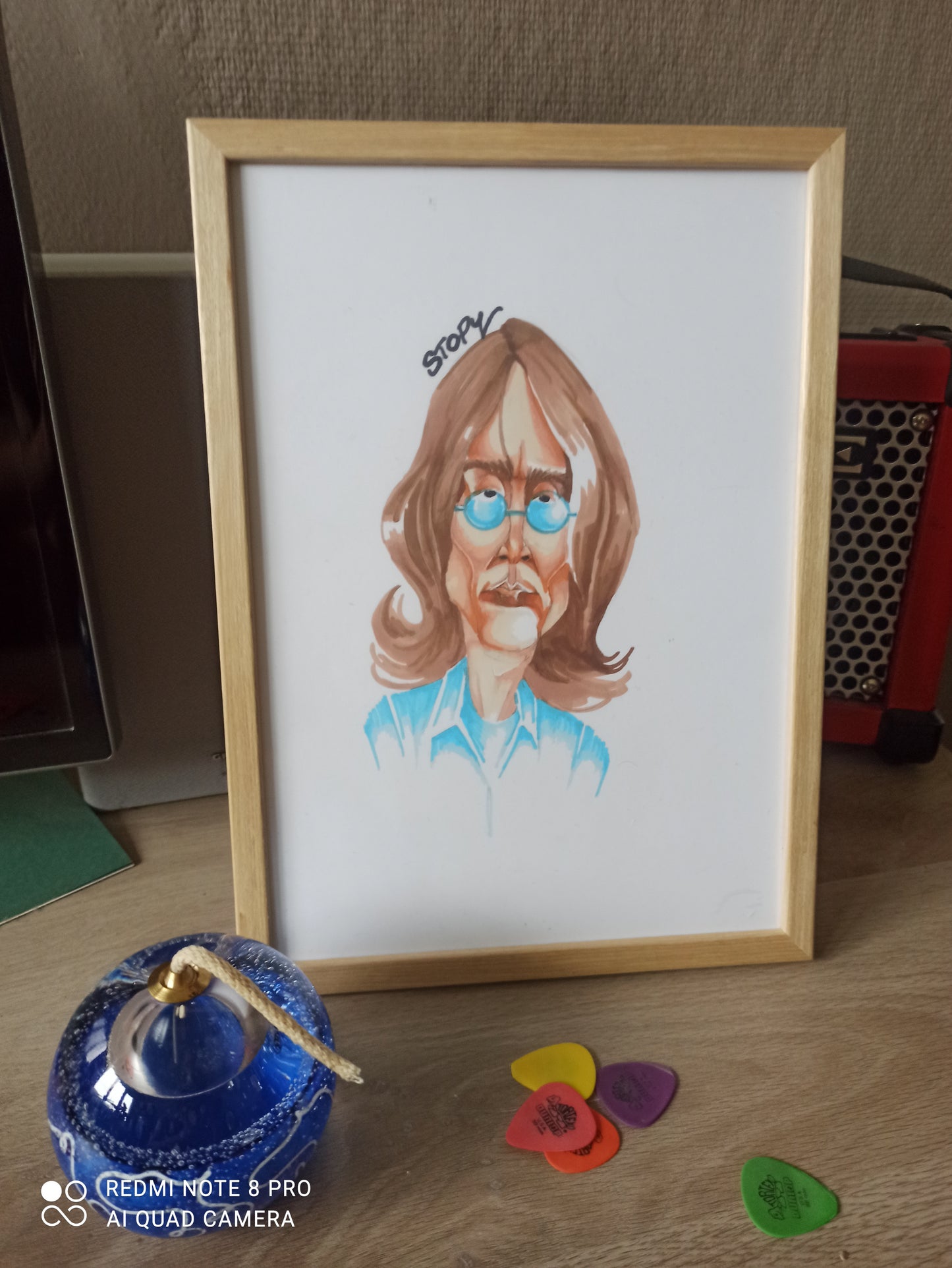 Caricature Originale de John Lennon - Icône du Rock et de la Paix