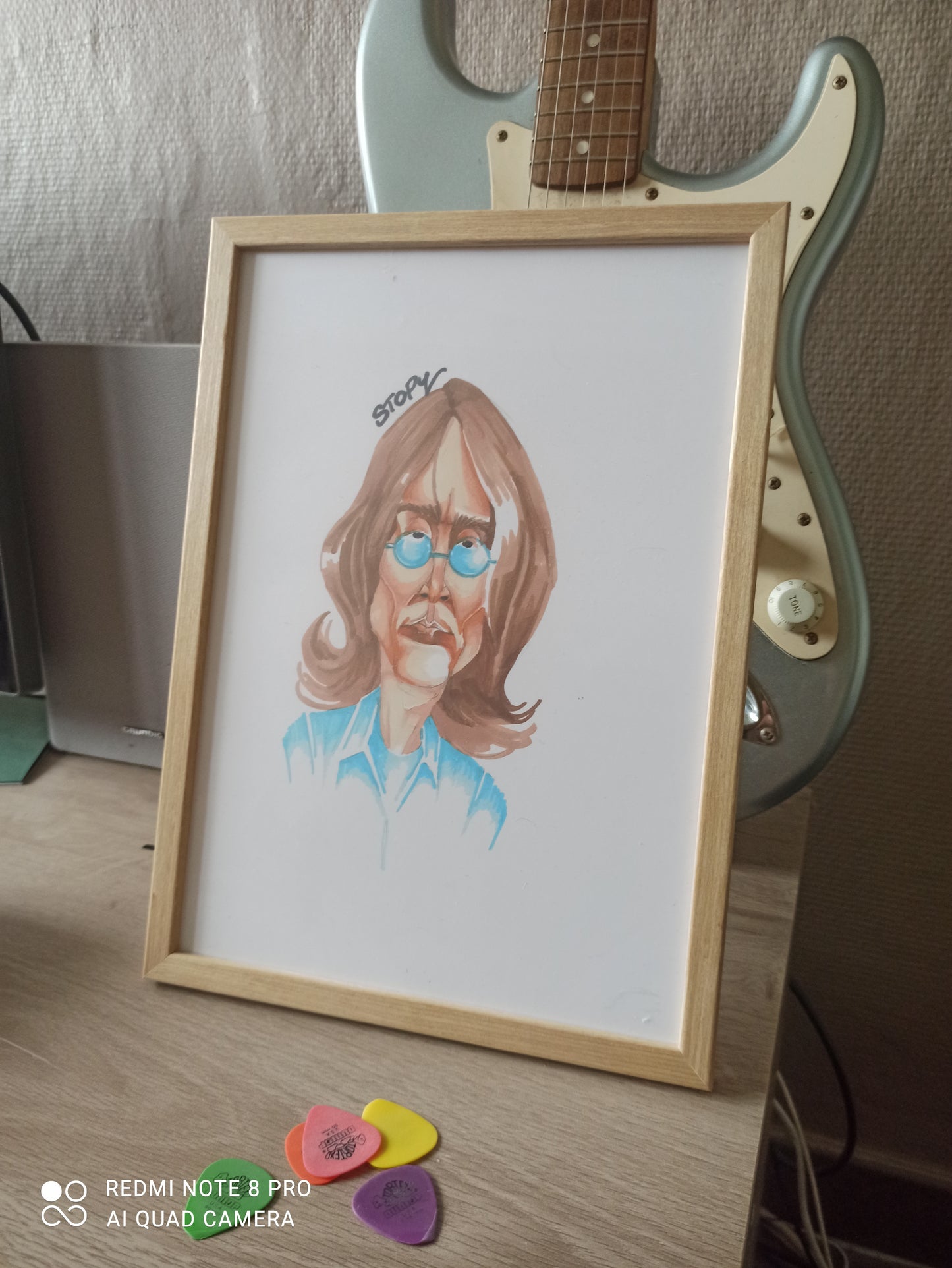 Caricature Originale de John Lennon - Icône du Rock et de la Paix