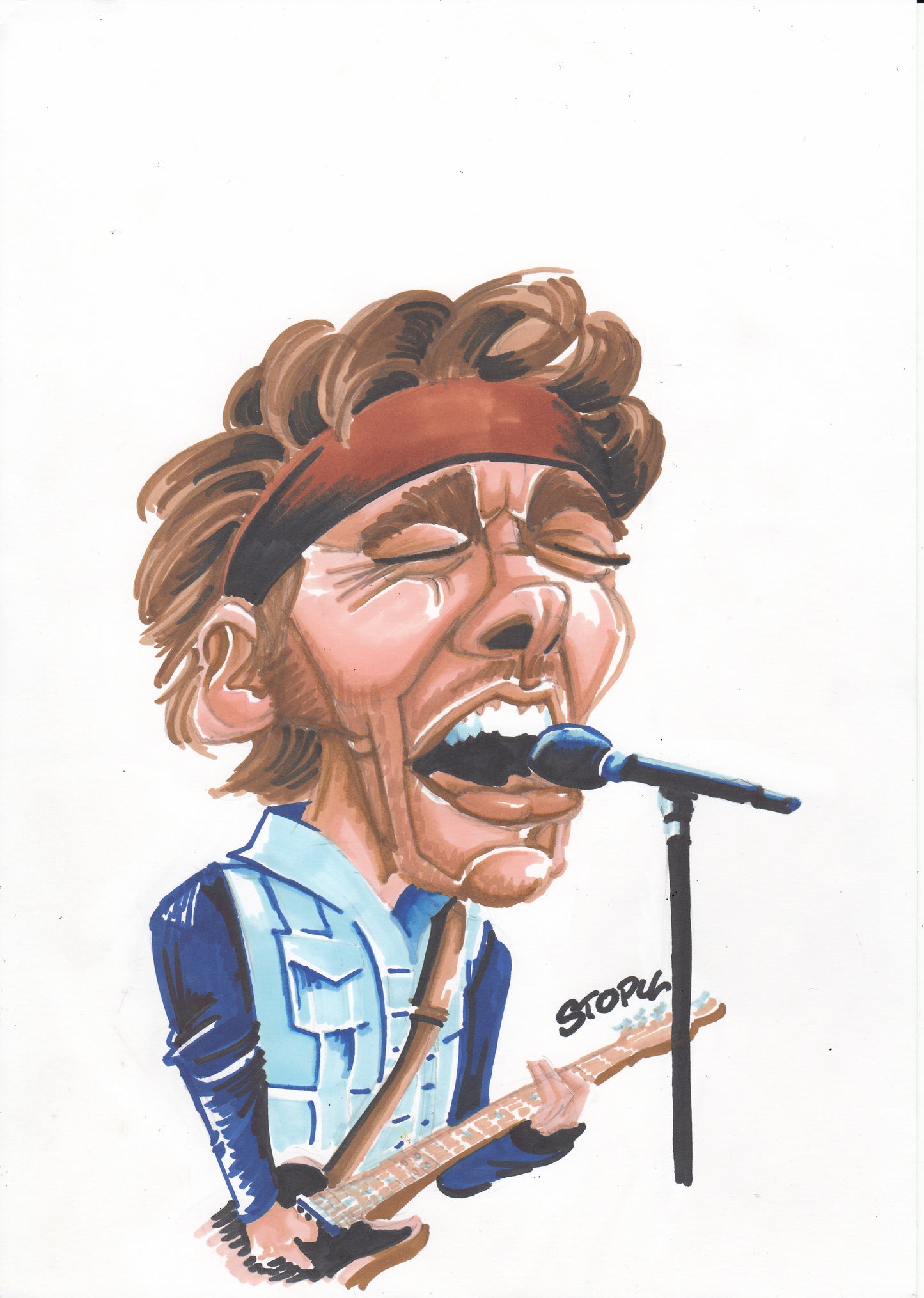 Caricature de Bruce Springsteen - L'icône du Rock Américain