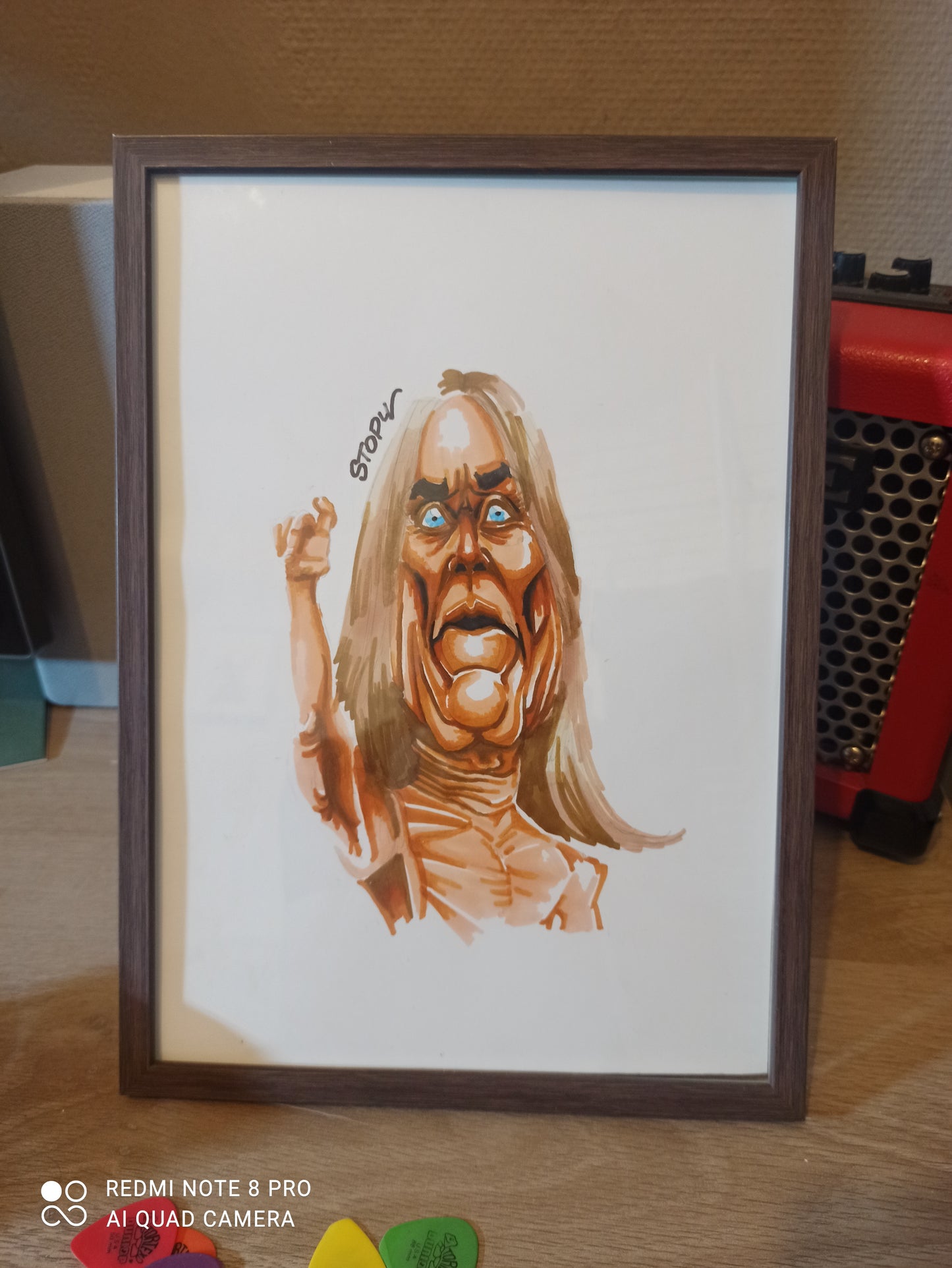 Caricature d'Iggy Pop - Le Parrain du Punk en Dessin Original