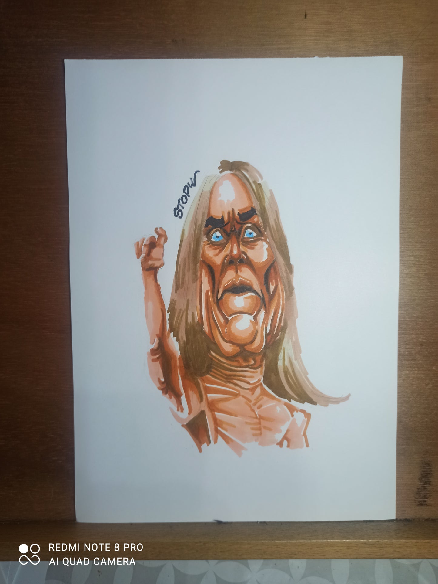 Caricature d'Iggy Pop - Le Parrain du Punk en Dessin Original